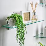 Floating Glass Wall Shelf with Silver Brackets