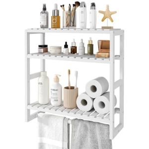 Adjustable Bamboo 3-Tier Bathroom Shelf Organizer
