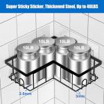 Rustproof Corner Shower Caddy with Hooks - 3-Pack