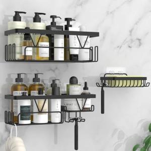 Kegii No-Drill Shower Caddy Set, Black