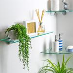Floating Glass Wall Shelf with Silver Brackets