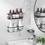 Kegii No-Drill Shower Caddy Set, Black