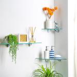 Floating Glass Wall Shelf with Silver Brackets