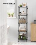 Compact Metal Bathroom Shelf with Removable Hooks