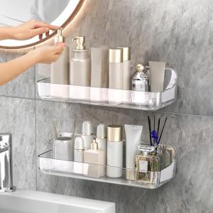2-Pack Adhesive Shower Shelves with Drain Holes