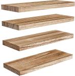 Set of 4 Floating Wooden Shelves in Light Brown