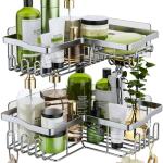 HapiRm Silver Corner Shower Caddy with Hooks