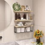 Rustic Wall Floating Shelves with Wire Basket