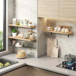 Rustic Wall Floating Shelves with Wire Basket