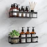 No-Drill Shower Caddy for Shampoo Storage – Black