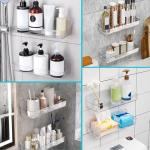 2-Pack Adhesive Shower Shelves with Drain Holes