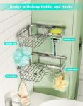 HapiRm Silver Corner Shower Caddy with Hooks