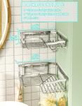 HapiRm Silver Corner Shower Caddy with Hooks