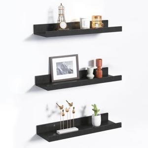 Upsimples 3-Pack Black Floating Wall Shelves