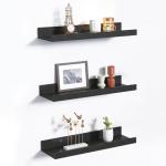 Upsimples 3-Pack Black Floating Wall Shelves