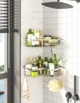 HapiRm Silver Corner Shower Caddy with Hooks