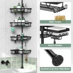 Adjustable Corner Shower Caddy with 4 Baskets