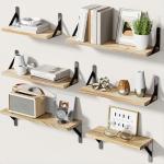 Pipishell Rustic Wood Floating Shelves Set of 6