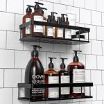 No-Drill Shower Caddy for Shampoo Storage – Black