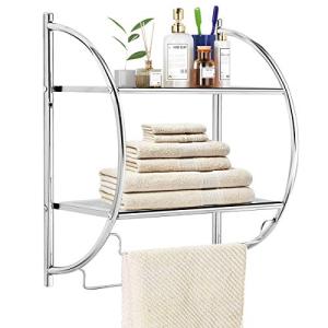 Stylish 2-Tier Chrome Wall Mounted Towel Rack