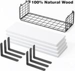 Rustic 4+1 Tier Floating Shelves with Storage Basket