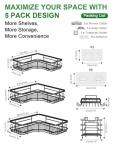 Black Corner Shower Caddy - 5 Pack Organizer