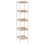 5-Tier Bamboo Storage Shelf in Cloud White