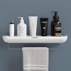 No Drill Bathroom Shelf with Towel Holder