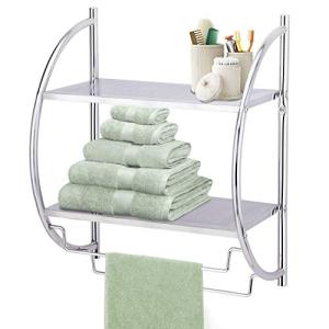 Modern Chrome 2-Tier Bathroom Shelf Unit