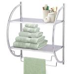 Modern Chrome 2-Tier Bathroom Shelf Unit