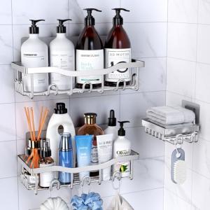 Rustproof Stainless Steel Shower Caddy Set – 3 Pack