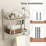 Stylish 2-Tier Chrome Wall Mounted Towel Rack