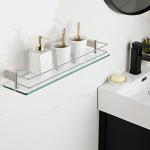 Wall-Mounted Tempered Glass Bathroom Shelf with Rail