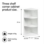 VonHaus White 3-Tier Corner Shelf Unit