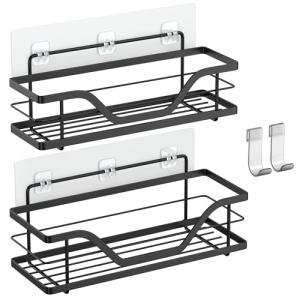 ALOCEO 2-Pack No-Drill Shower Caddy with Hooks