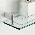 Wall-Mounted Tempered Glass Bathroom Shelf with Rail