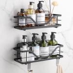 ALOCEO 2-Pack No-Drill Shower Caddy with Hooks