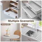 Grey Striped Non-Slip Kitchen Drawer Liners