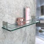Wall-Mounted Tempered Glass Bathroom Shelf with Rail