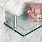 Wall-Mounted Tempered Glass Bathroom Shelf with Rail