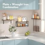 Wood Floating Shelves with Wire Basket Storage