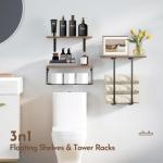 Wood Floating Shelves with Wire Basket Storage