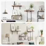 Wood Floating Shelves with Wire Basket Storage