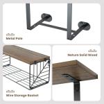 Wood Floating Shelves with Wire Basket Storage