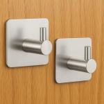 Set of 2 Silver Self-Adhesive Towel Hooks