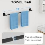 Black Bathroom Accessories Set: 4-Piece Metal Collection