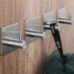 Set of 2 Silver Self-Adhesive Towel Hooks
