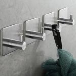 Set of 2 Silver Self-Adhesive Towel Hooks