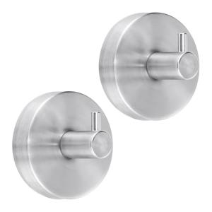 Silver Stainless Steel Suction Cup Hooks - 2 Pack