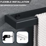 Black Self-Adhesive Bathroom Towel Holder Ring